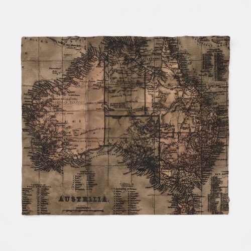 Vintage Map of Australia Fleece Blanket