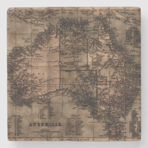 Vintage Map of Australia Stone Coaster