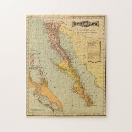 Vintage Map of Baja California 1886 Jigsaw Puzzle