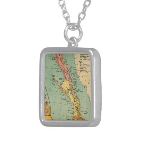 Vintage Map of Baja California 1899 Silver Plated Necklace