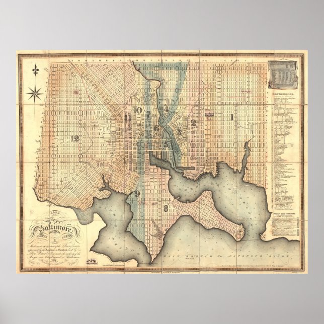 Vintage Map of Baltimore Maryland (1822) Poster (Front)