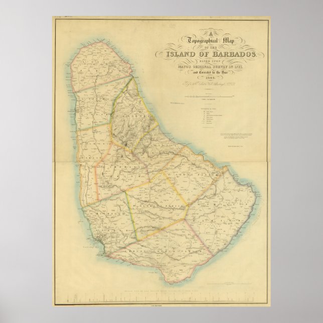 Vintage Map of Barbados (1846) Poster (Front)