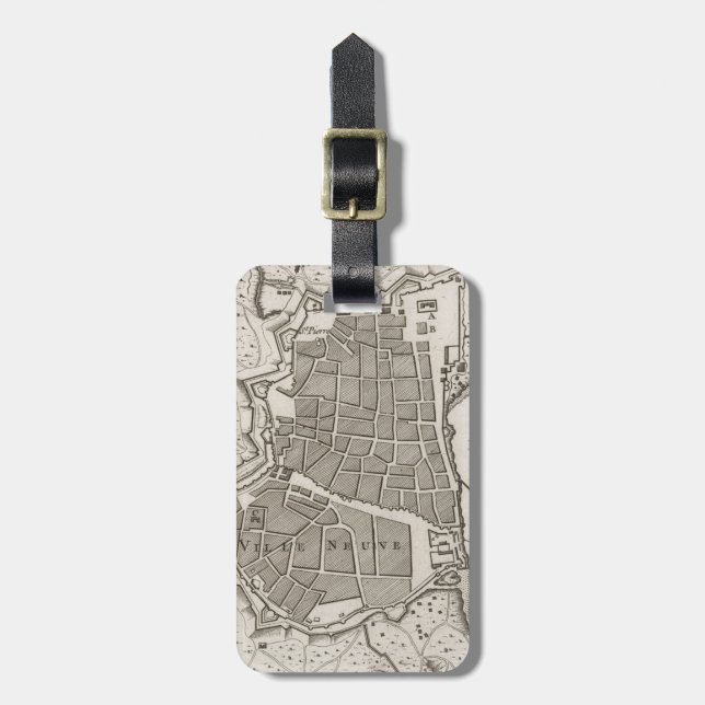 Vintage Map of Barcelona Spain (1764) Luggage Tag (Front Vertical)