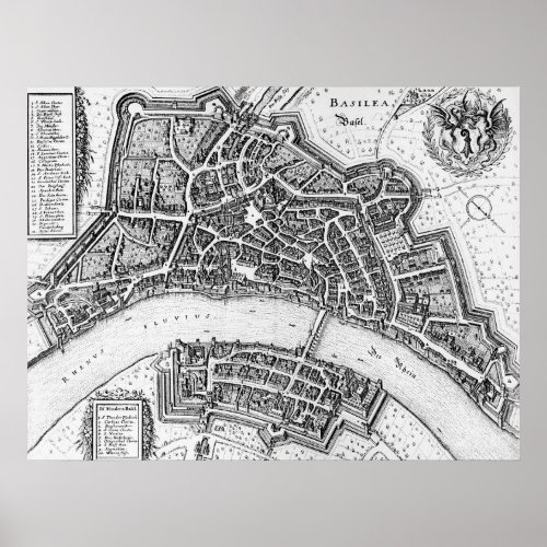 Vintage map of Basel 1642 Poster