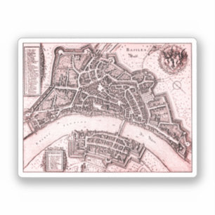 Vintage map of Basel (1642) Sticker