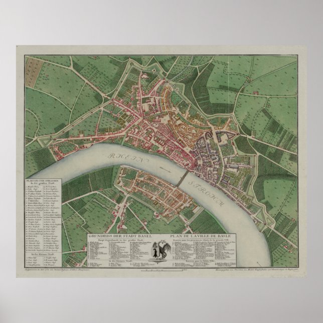 Vintage Map of Basel Switzerland (1876) Poster (Front)