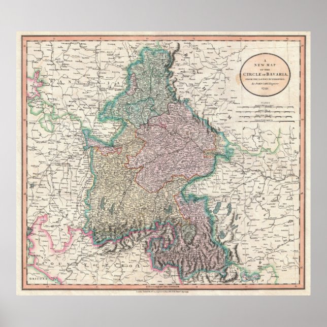Vintage Map of Bavaria Germany (1799) Poster (Front)