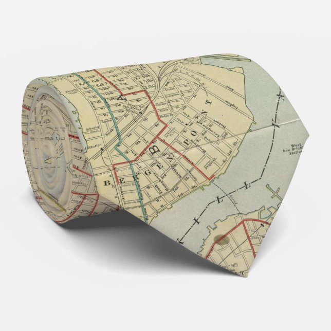Vintage Map of Bayonne NJ (1912) Neck Tie (Rolled)