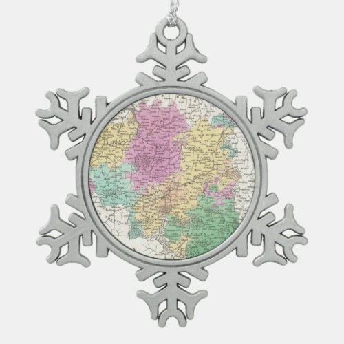 Vintage Map of Belgium 1827 Snowflake Pewter Christmas Ornament