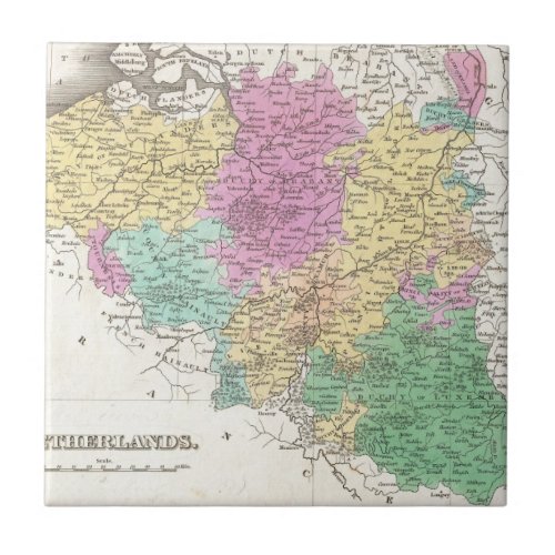 Vintage Map of Belgium 1827 Tile