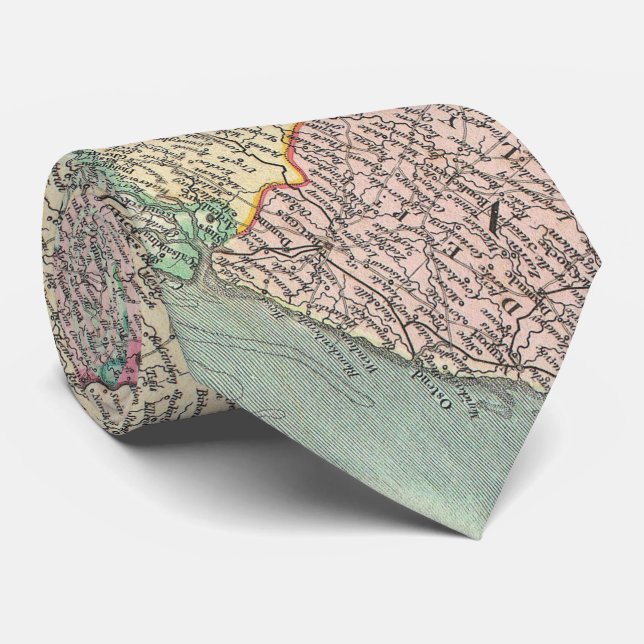 Vintage Map of Belgium & Luxembourg (1804) Neck Tie (Rolled)
