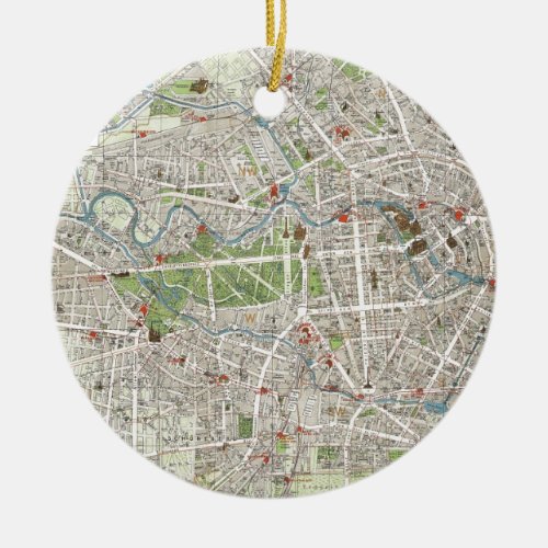 Vintage Map of Berlin Germany 1905 Ceramic Ornament