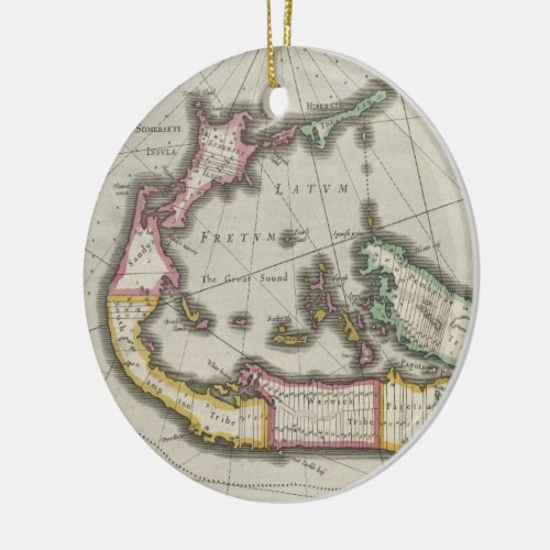 Vintage Map of Bermuda 1638 Ceramic Ornament