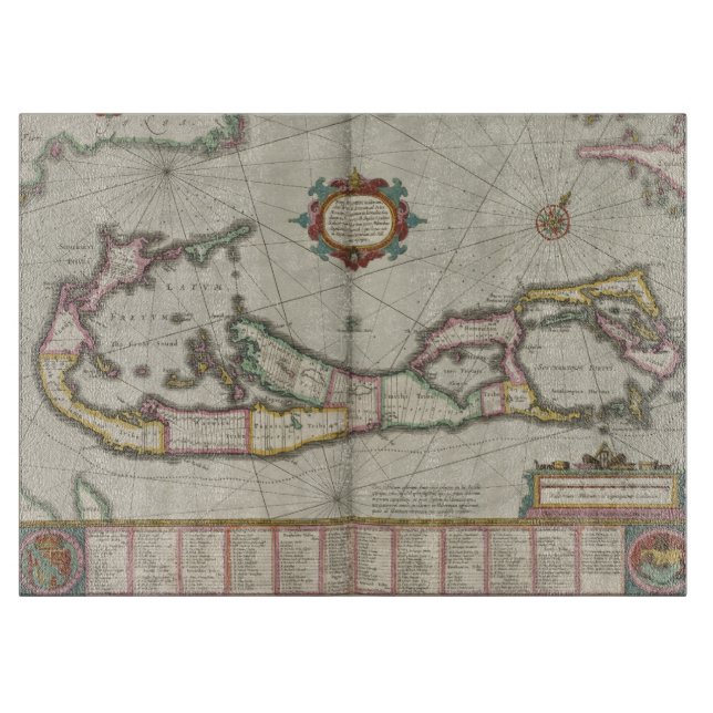 Vintage Map of Bermuda (1638) Cutting Board (Front)