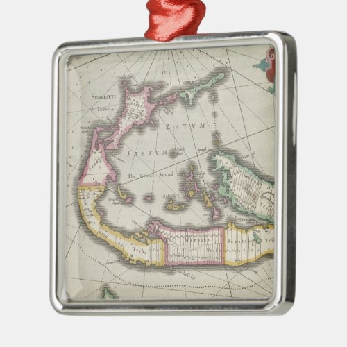 Vintage Map of Bermuda 1638 Metal Ornament