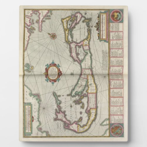 Vintage Map of Bermuda 1638 Plaque