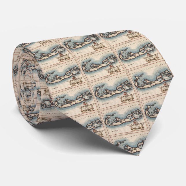 Vintage Map of Bermuda (1694) Neck Tie (Rolled)