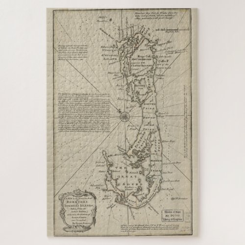 Vintage Map of Bermuda 1752 Jigsaw Puzzle