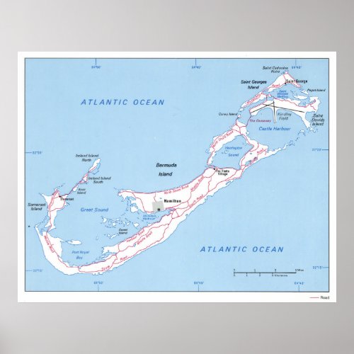 Vintage Map of Bermuda 1976 Poster