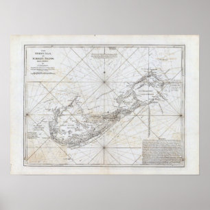 Vintage Map of Bermuda Poster