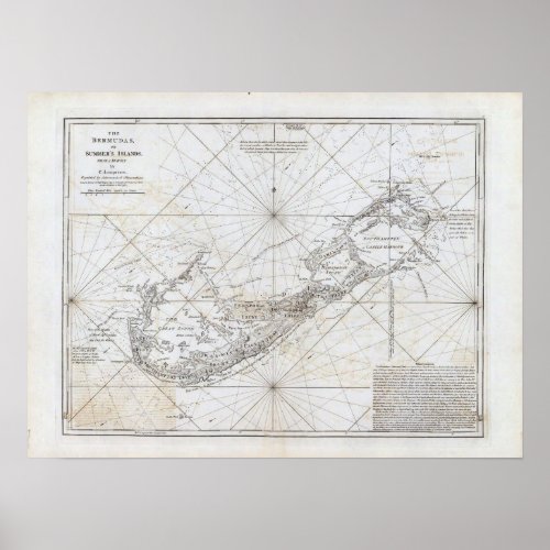 Vintage Map of Bermuda Poster