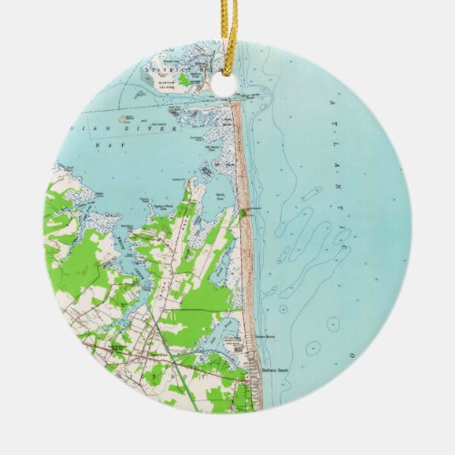 Vintage Map of Bethany Beach Delaware 1954 Ceramic Ornament