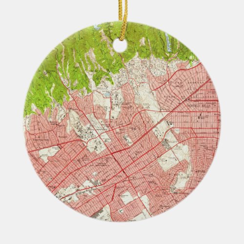 Vintage Map of Beverly Hills California 1950 Ceramic Ornament