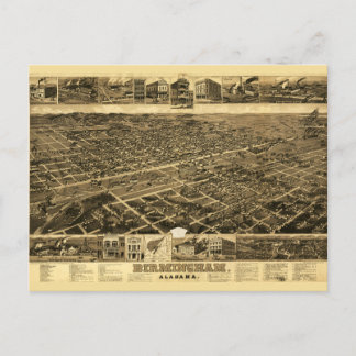 Vintage Map of Birmingham, Alabama (1885) Postcard