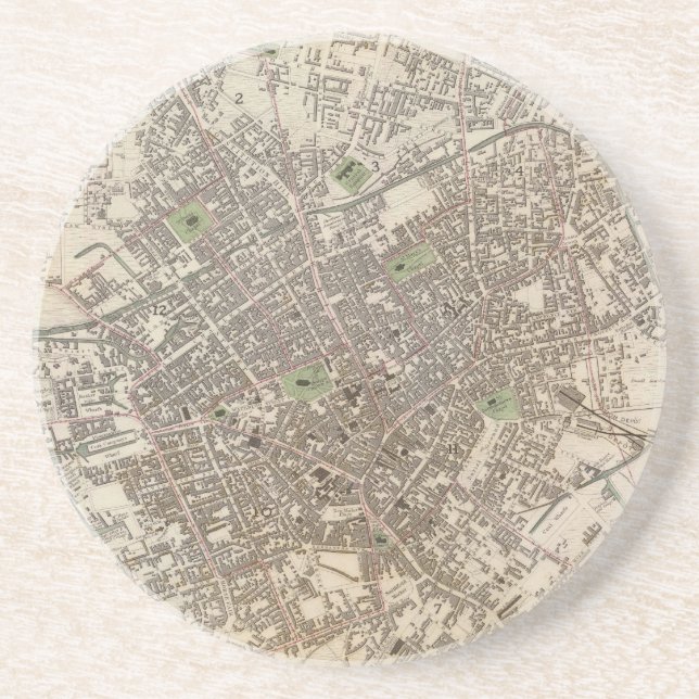 Vintage Map of Birmingham England (1839) Drink Coaster (Front)