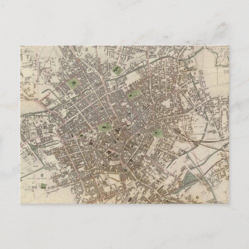 Vintage Map of Birmingham England 1839 Postcard