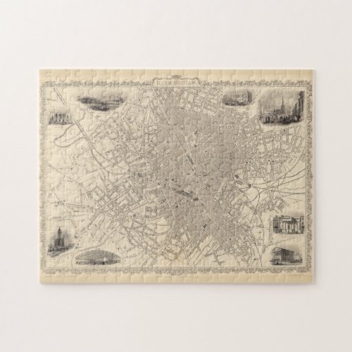 Vintage Map of Birmingham England 1851 Jigsaw Puzzle