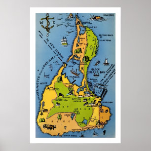 Vintage Map of Block Island 20x30 Poster