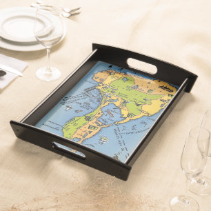 Vintage Map of Block Island Serving Tray