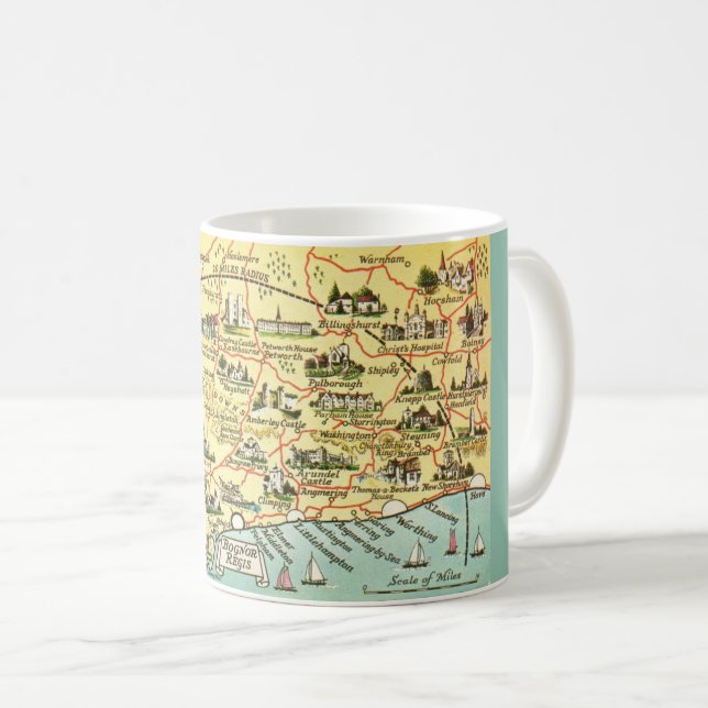 Vintage Map of Bognor England Mug (Front Right)