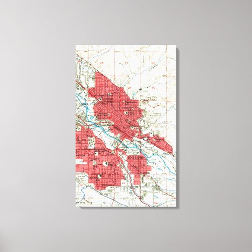 Vintage Map of Boise Idaho 1954 Canvas Print