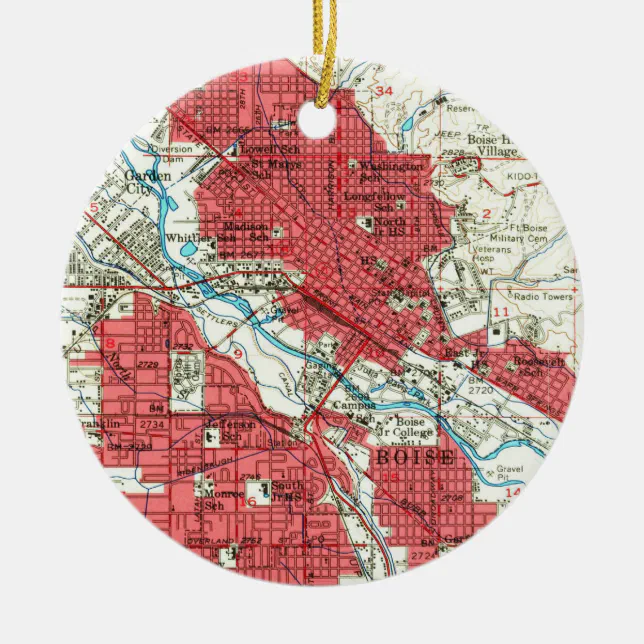 Vintage Map of Boise Idaho (1954) Ceramic Ornament | Zazzle