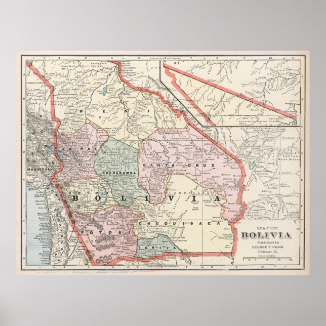 Vintage Map of Bolivia (1901) Poster (Front)