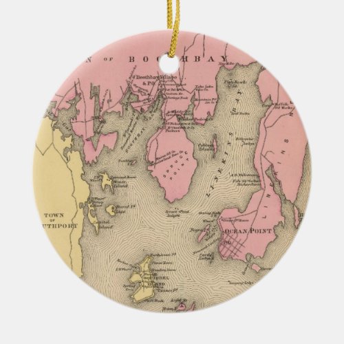 Vintage Map of Boothbay Maine 1894 Ceramic Ornament