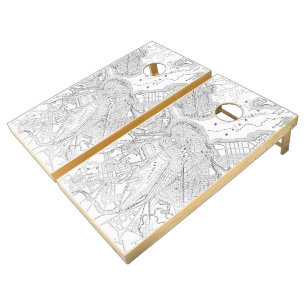 Vintage Map of Boston (1878) Cornhole Set