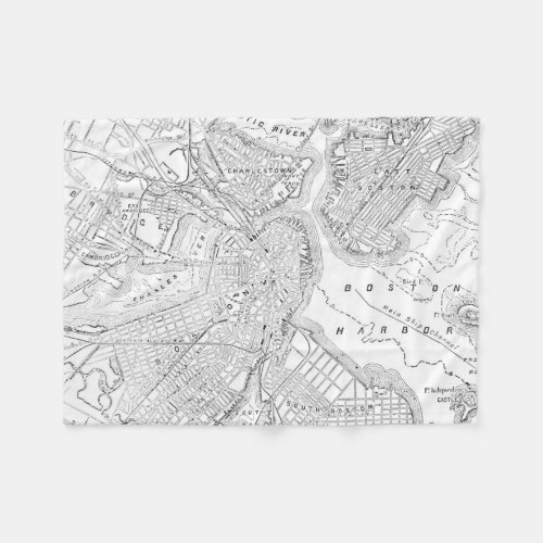 Vintage Map of Boston 1878 Fleece Blanket