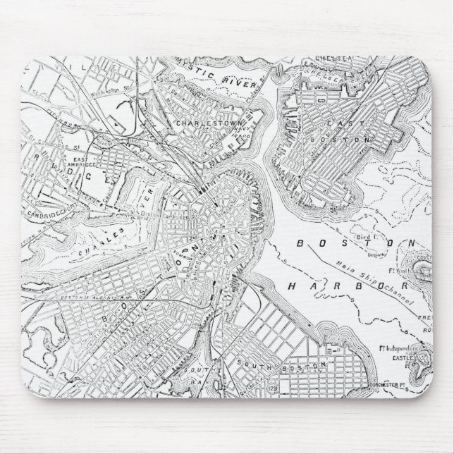 Vintage Map of Boston (1878) Mouse Pad (Front)