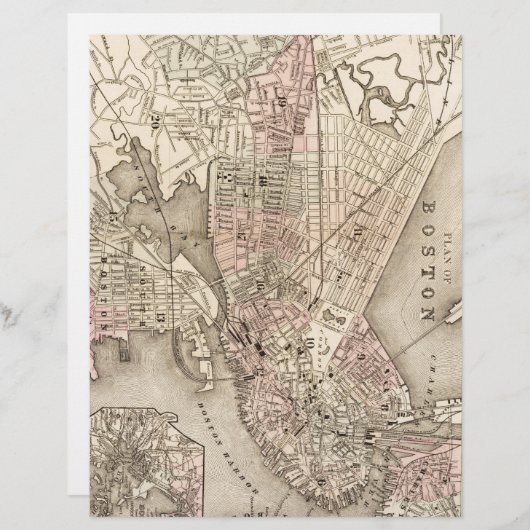 Vintage Map of Boston (1880) (Front/Back)