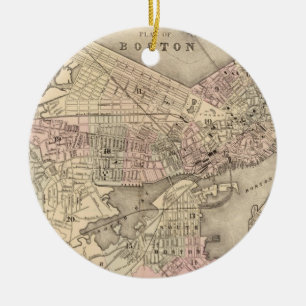 Vintage Map of Boston (1880) Ceramic Ornament