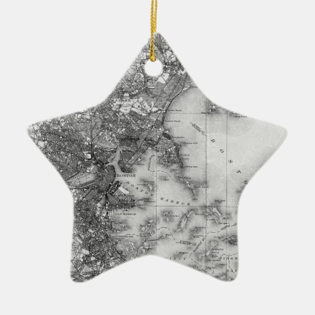 Vintage Map of Boston Ceramic Ornament (Front)