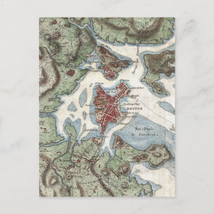 Vintage Map of Boston Harbor (1807) Postcard