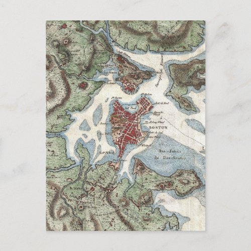 Vintage Map of Boston Harbor 1807 Postcard