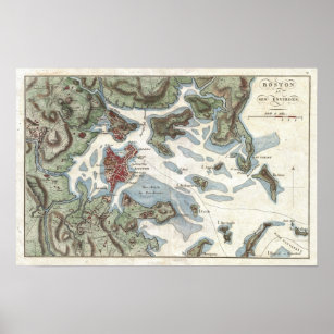 Vintage Map of Boston Harbor (1807) Poster