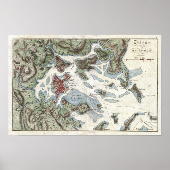Vintage Map of Boston Harbor (1807) Poster (Front)