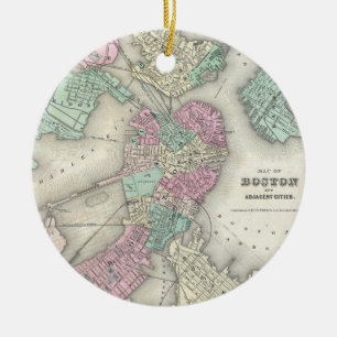 Vintage Map of Boston Harbor (1857) Ceramic Ornament