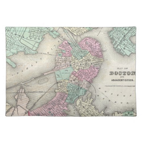Vintage Map of Boston Harbor 1857 Cloth Placemat